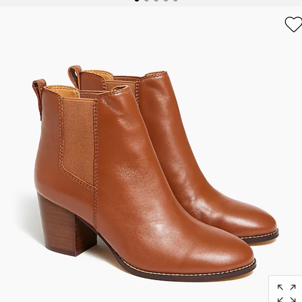 NIB J. Crew Rory Leather Heeled Boots in Warm Sepia